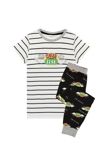 Friends Girls Central Perk Pyjama Set - White/Black/Green