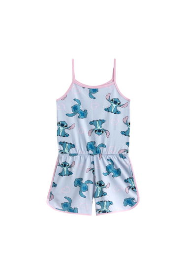 Lilo & Stitch Girls Stitch All-Over Print Sleeveless Playsuit - Blue