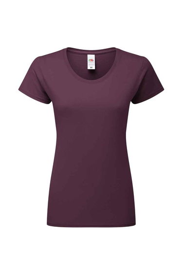Fruit Of The Loom Womens/Ladies Iconic Ringspun Cotton T-Shirt - Dark Plum