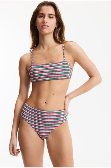 Helena Signature Bikini Bottoms with Stripes in Flat Rib Knit