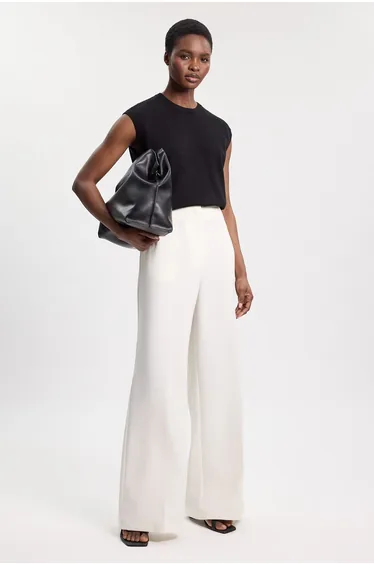 Petite Polished Tailored Wide Leg Trouser