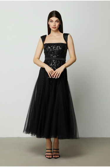 Embellished mesh dress