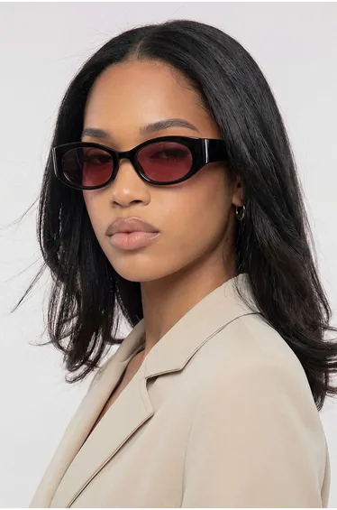 Plum Chunky Framed Rounded Sunglasses - plum