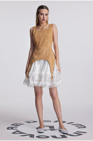 Ailis Ruffle Lace Sleeveless Mini Dress