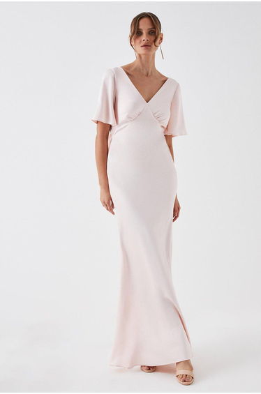 Tie Back Satin Back Crepe Dress
