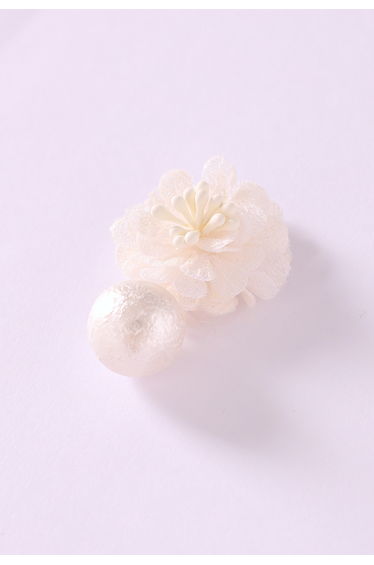 3D Mesh Floral Ball Drop Earrings in White for Outdoor Wedding & Floral Ceremony