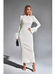 Sawyer Cream Long Sleeve Maxi Dress - 5