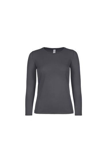 B&C Womens/Ladies #E150 Long Sleeve T-Shirt - Dark Grey