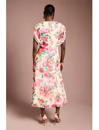 فستان ميدي شيفون بأكمام كاب بطبعة أزهار - 2