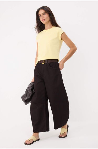 Yellow Fitted Short Sleeve 100% Cotton Knitted T-Shirt
