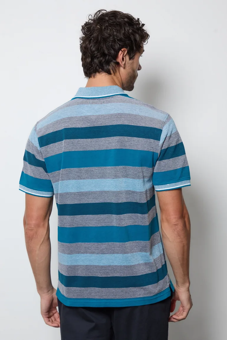 Petrol Barbados Stripe Polo Shirt - 2
