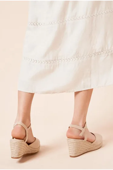 Wide Fit Rumor Faux Suede Closed Toe Espadrille Wedge Sandals