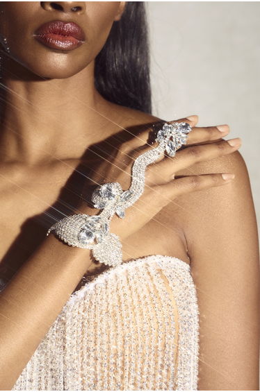 Crystal Snake Finger Ring Bracelet