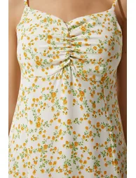 Happiness İStanbul Beige Floral A-Line Midaxi Dress - 3