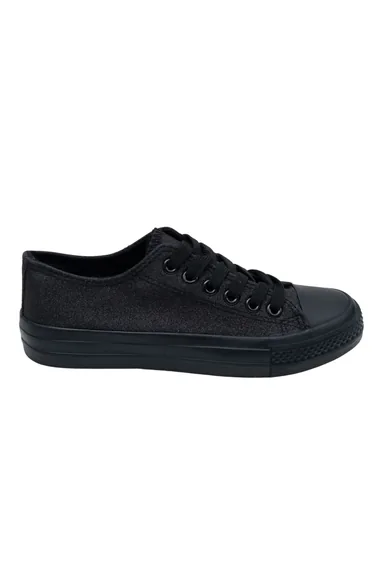Lemonade Sparkly Glitter Canvas Trainers Black