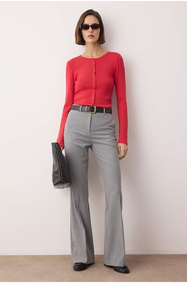 Red soft textured knit cardigan