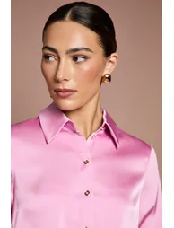 قميص كوست فاشن ستان زهري بأكمام طويلة - 2