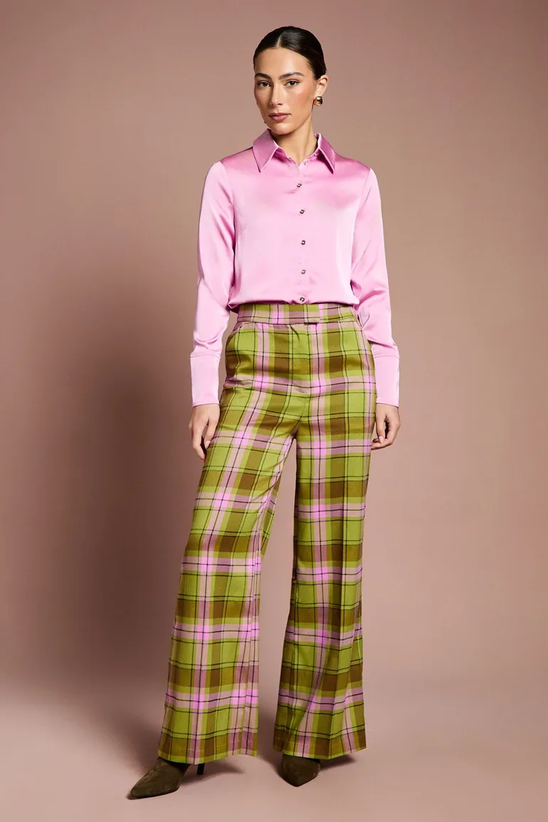 قميص كوست فاشن ستان زهري بأكمام طويلة