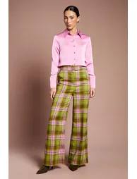 قميص كوست فاشن ستان زهري بأكمام طويلة