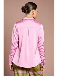 قميص كوست فاشن ستان زهري بأكمام طويلة - 3