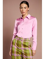 قميص كوست فاشن ستان زهري بأكمام طويلة - 1