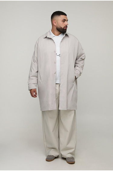 Plus Crinkle Oversized Mac - grey