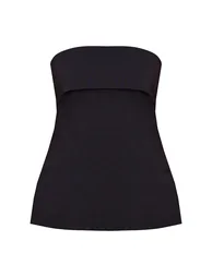 Tall Black Stretch Woven Fold Split Side Top - 4