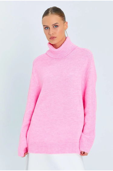 Mixray Loose Fit Turtleneck Knit Sweater
