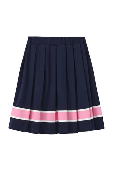 Girls' Pleated Skirt with Contrast Stripes