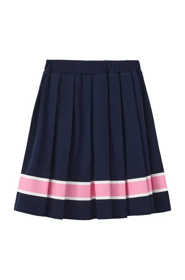 Girls' Pleated Skirt with Contrast Stripes