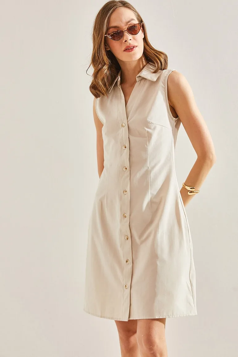 Bianco Lucci Grey A-Line Mini Shirt Dress - 5
