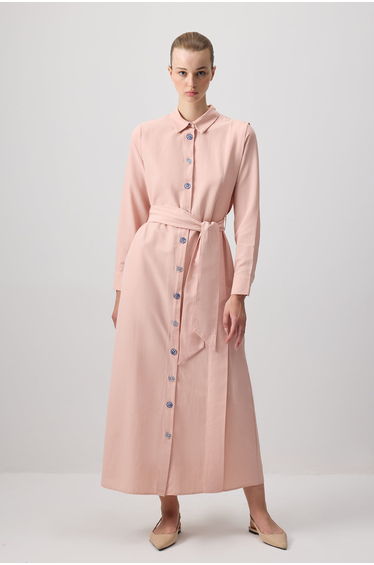 BELTED POPLIN SHIRT DRESS
