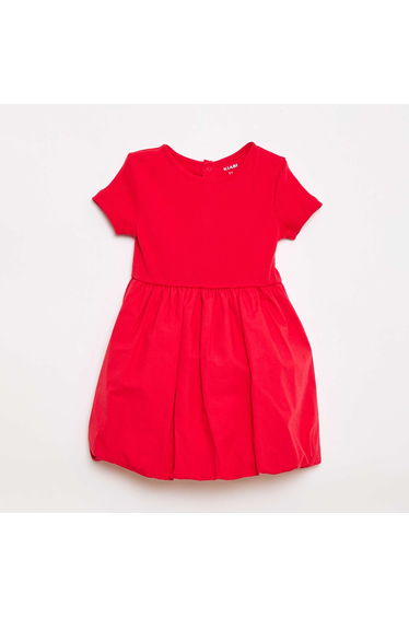Short-Sleeve Bubble Dress RED
