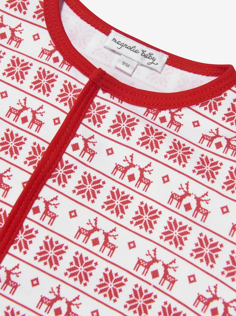 Baby Fair Isle Babygrow in Red - 2