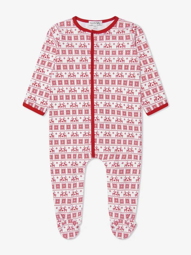 Baby Fair Isle Babygrow in Red