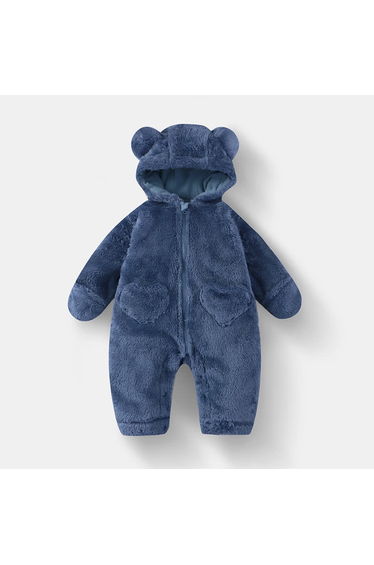 Baby Bear Hooded Fleece Romper