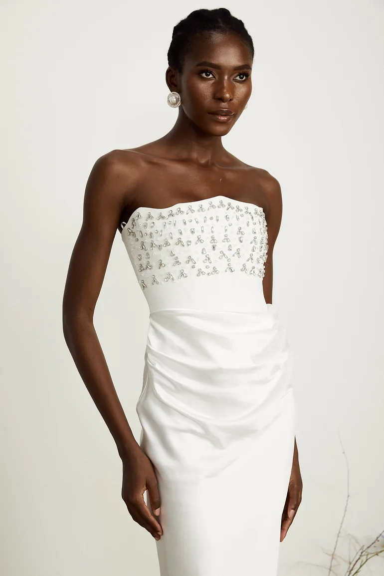 Aurore White Crystal Embellished Maxi Dress - 3