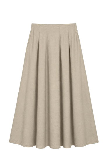 MIXRAY High Waist A-Line Midi Skirt
