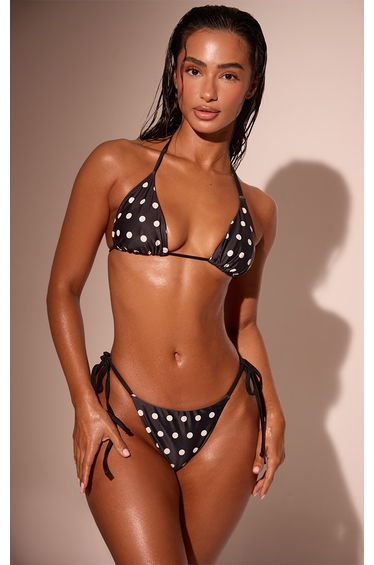 Black Polka Dot Tie Side Bikini Bottom