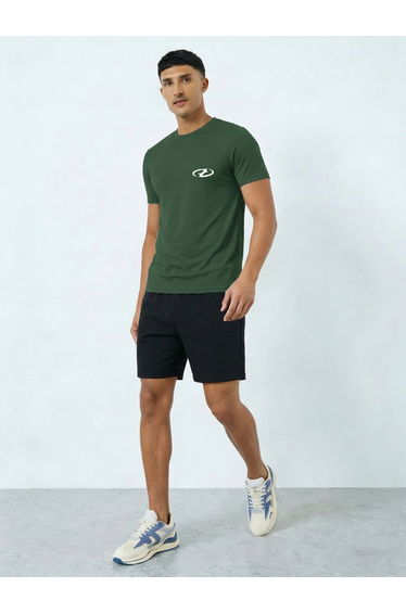Men Green Graphic T-Shirt and Shorts Co-Ords