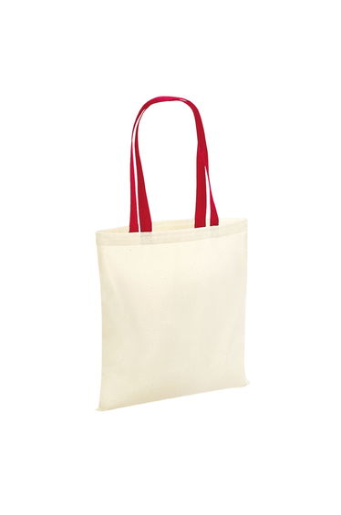Westford Mill Contrast Handle Tote Bag - Natural/Classic Red