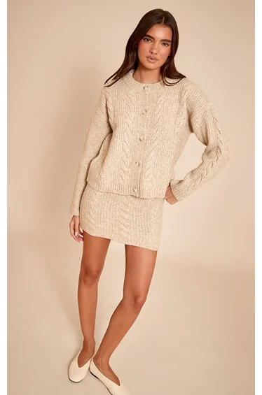 Stone Cable Knit Mini Skirt