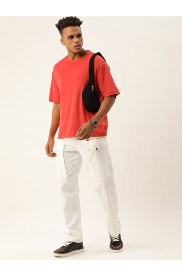 Men Relaxed Fit Solid Cargo Trousers
