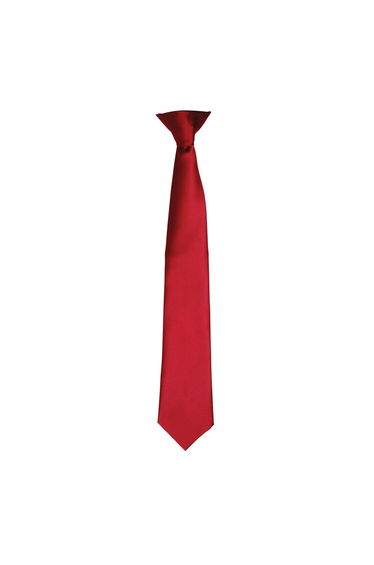 Premier Colours Mens Satin Clip Tie - Burgundy