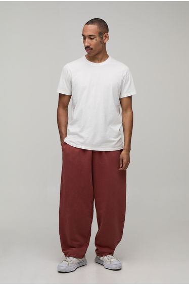 Balloon Fit Washed Loopback Joggers - burnt orange