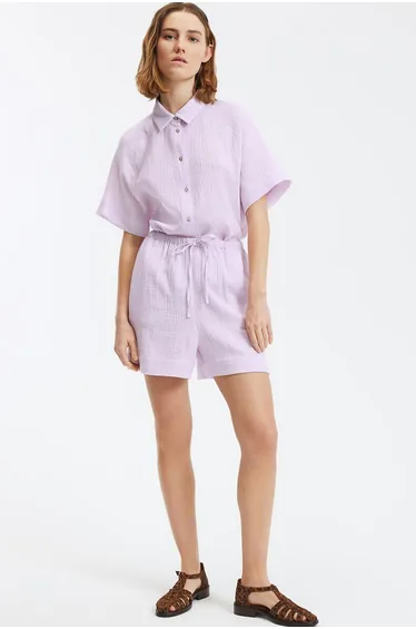 Cotton Muslin Shorts, Elasticated Waistband