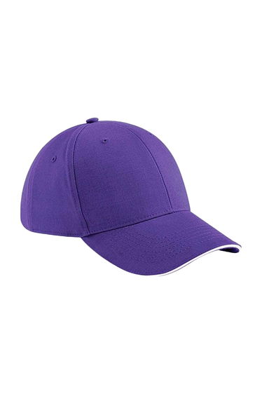 Beechfield Athleisure 6 Panel Baseball Cap - Purple/White