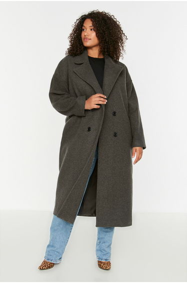 Plus Size Coat - Black - Basic