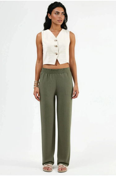 Straight Leg Textured Pants Ellie Collection