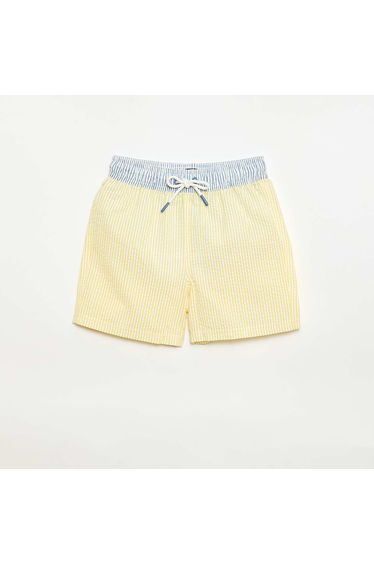 Striped Swim Shorts with Drawstrings YELLOW